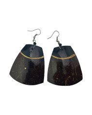 Handmade African Earrings Brown Coconut Shell