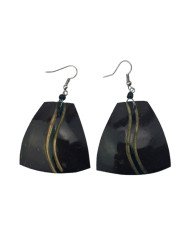 African Handmade Two Tone Coconut Shell Earrings