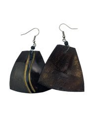 African Handmade Two Tone Coconut Shell Earrings Back