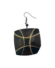 African Handmade Square Geometric Coconut Shell Earring