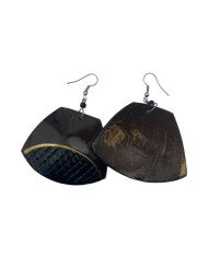African Handmade Earrings Coconut Shell Back