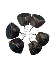 African Handmade Earrings Coconut Shell Unique