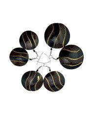 Handmade African Round Brown Black Coconut Shell Earrings Unique