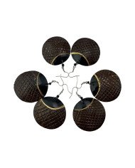 African Handmade Coconut Shell Round Earrings Unique