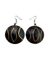 African Handmade Round Petals Coconut Shell Earrings