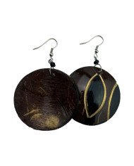 African Handmade Round Petals Coconut Shell Earrings Back