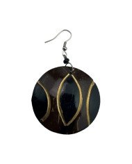 African Handmade Round Petals Coconut Shell Earring