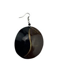 African Handmade Round Two Tone Coconut Shell Earring