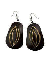 Handmade African Dangle Coconut Shell Earrings