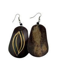 Handmade African Dangle Coconut Shell Earrings Back