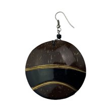 Handmade African Round Brown Coconut Shell Earring