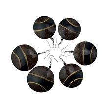 Handmade African Round Brown Coconut Shell Earrings Unique
