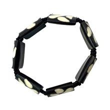 Mud Cloth Print Leaves Bone Bracelet