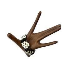 Mud Cloth Print Leaves Bone Bracelet