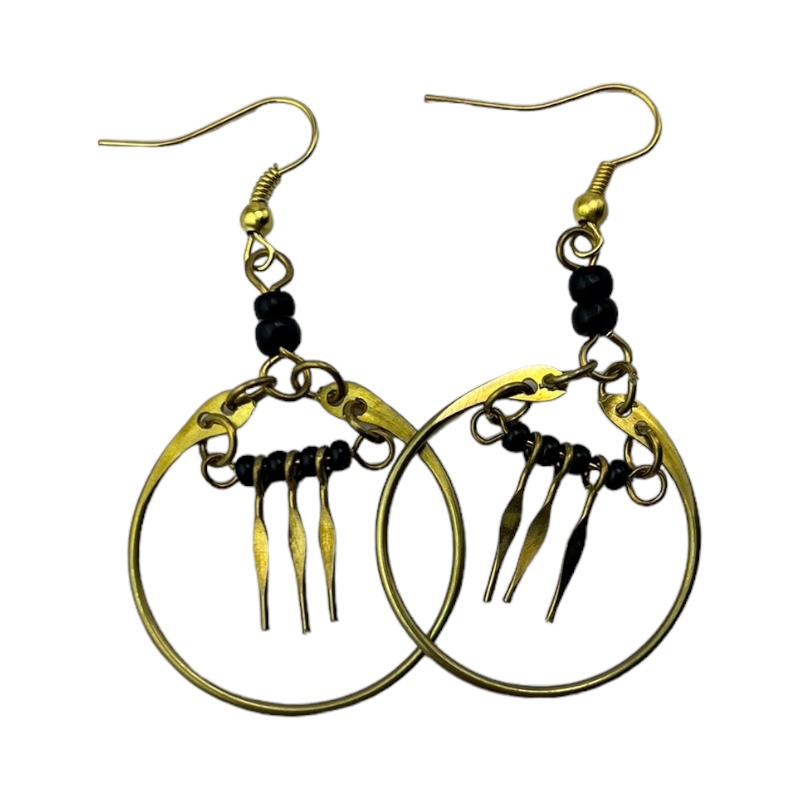 Handmade African Brass Circle Dangle Earrings