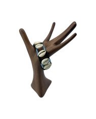 Handmade African Maasai Bead Cowrie Shell Elastic Bracelet Blue Display