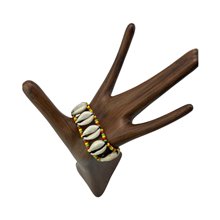 Handmade African Rasta Colors Cowrie Shell Elastic Bracelet
