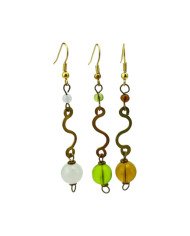 Handmade African Brass Glass Bead Drop Earrings Color Variations