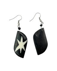 Handmade African Batik Bone Star Dangle Earrings Back