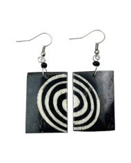 African Batik Print Rectangle Cow Bone Earrings
