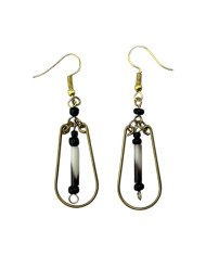 Handmade African Porcupine Quill Brass Dangle Earrings