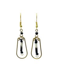 Handmade African Porcupine Quill Brass Dangle Earrings Display