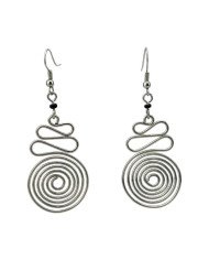 African Handmade Silver Wire Spiral Earrings