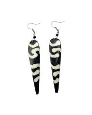 Handmade Mud Cloth Batik Print Spear Shape African Earrings
