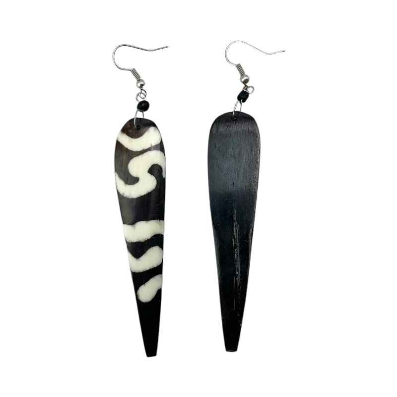 Handmade Mud Cloth Batik Print Spear Shape African Earrings