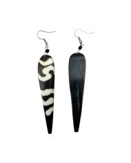 Handmade Mud Cloth Batik Print Spear Shape African Earrings Back