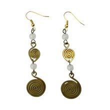 African Handmade Brass Earrings - White
