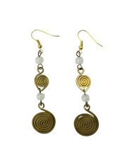African Handmade Brass Earrings - White
