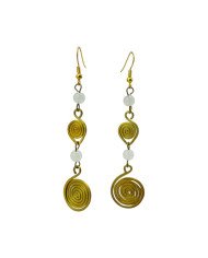 White Bead Brass Earrings - African Handmade