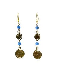 African Handmade Brass Earrings - Blue