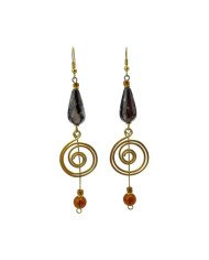 Handmade African Brass Dangle Earrings Brown