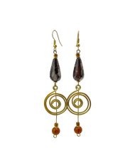Handmade African Brass Dangle Earrings Display Brown