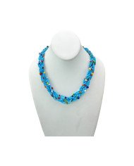 Blue Handmade Braided Maasai Krobo Trade Bead Necklace Display