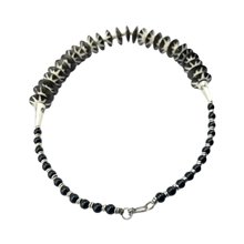 African Handmade Black Glass Batik Bone Bead Necklace Closure