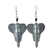 Handmade Stamped Recycled Aluminium African Elephant Earrings