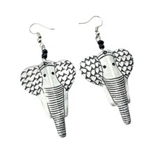 Handmade Recycled Aluminium African Elephant Earrings Angle