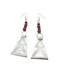 African Handmade Trade Bead Recycled Aluminium Earrings Angle