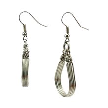 African Handmade Silver Wire Teardrop Earrings Side