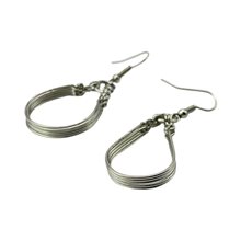 African Handmade Silver Wire Teardrop Earrings Angle