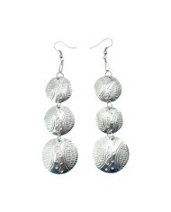 African Handmade Stamped Recycled Aluminium Tiered Disk Earrings