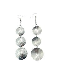 African Handmade Stamped Recycled Aluminium Tiered Disk Earrings Back