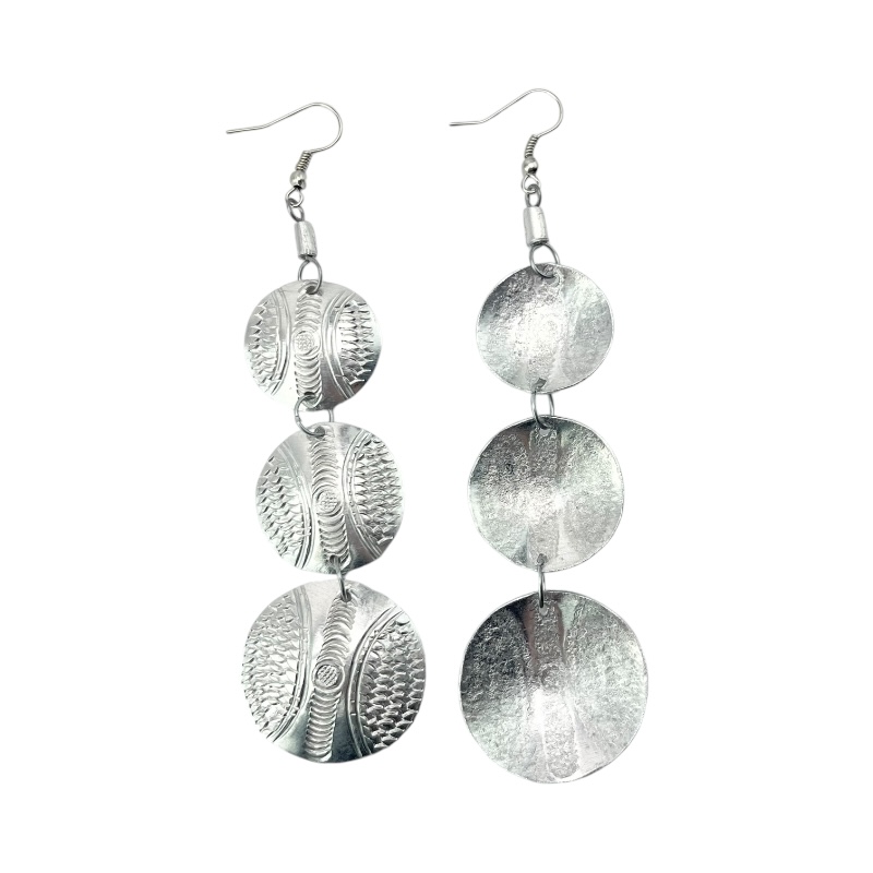 Recycled Aluminium Tiered Disk Earrings 572-105
