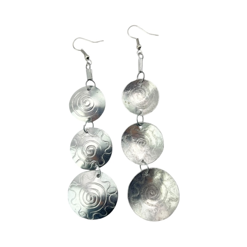 Recycled Aluminium Tiered Disk Earrings 592-8