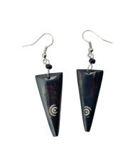 Brown African Handmade Triangle Cow Bone Earrings