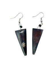 Brown African Handmade Triangle Cow Bone Earrings Back
