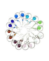 Handmade African Silver Wire Bead Dangle Earrings Color Variations